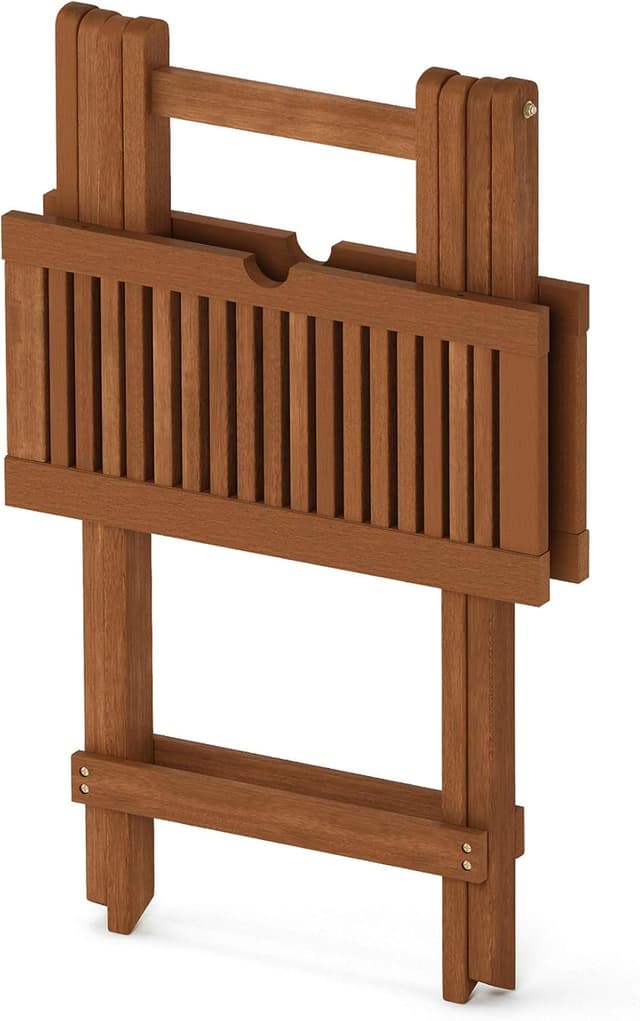 Detalle de Furinno TIOMAN Patio Table Folding Outdoor Side Table in teak oil (51.1 x 72.4 x 51.1 cm)