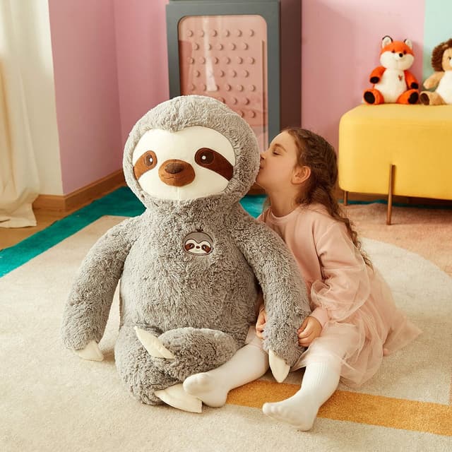 Thumbnail 2 de IKASA Large Sloth Soft Stuffed Animal (Grey) – 78cm plush bradypode toy