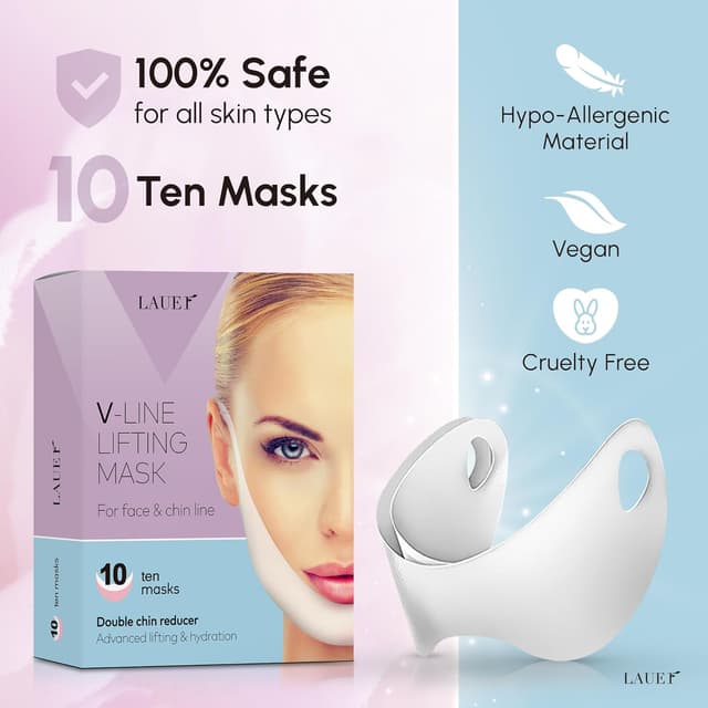 Detalle de V Line Lifting Mask Double Chin Reducer — V-shaped lifting face mask with chin straps