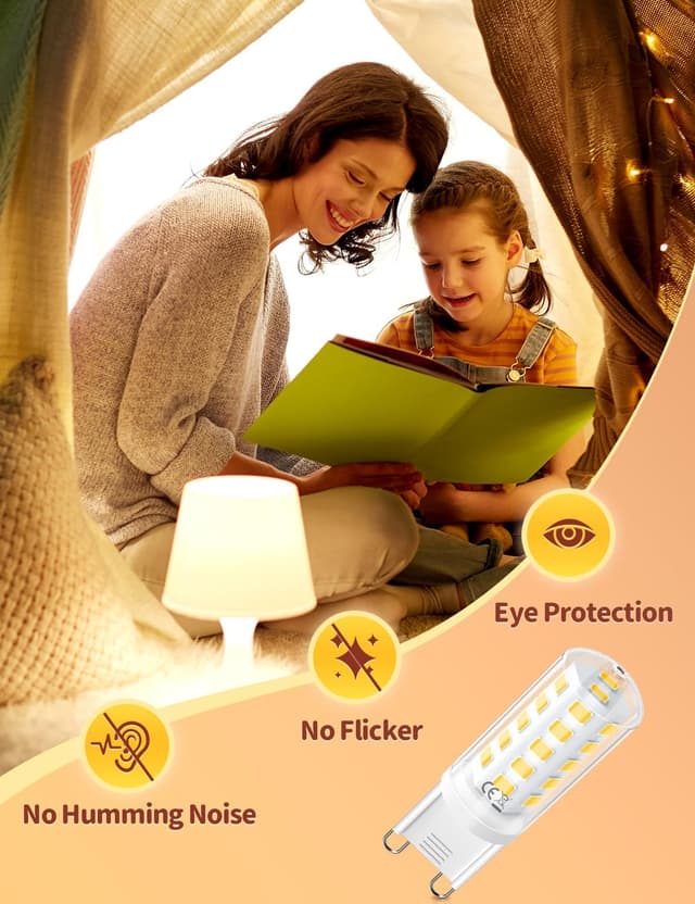 Detalle 2 de G9 LED Bulbs Warm White (12 Pack) – 5W 3000K, 500LM, CRI>80, 360° Beam, No Flicker (Non-Dimmable)