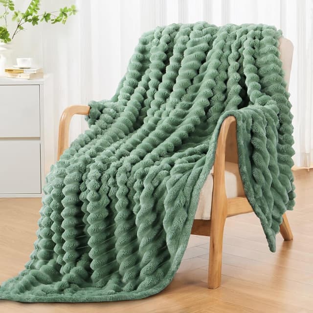 Detalle de RUIKASI Kuscheldecke flauschig in Grün, 150x200 cm (Fleece-/Sofa- & Couchdecke)