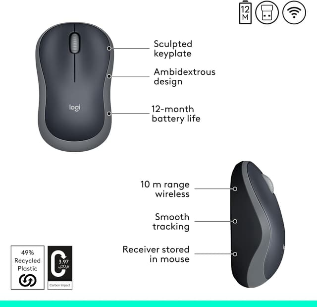 Thumbnail 5 de Logitech M185 Wireless Mouse 1000 DPI