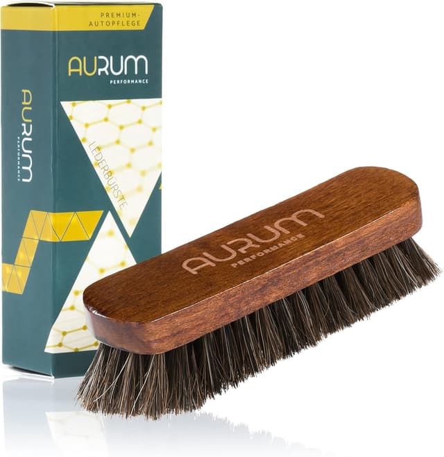 Detalle de Aurum-Performance Lederbürste für Auto & Cabrio-Verdeck – weiche Naturborsten für Glattleder, Kunstleder und mehr