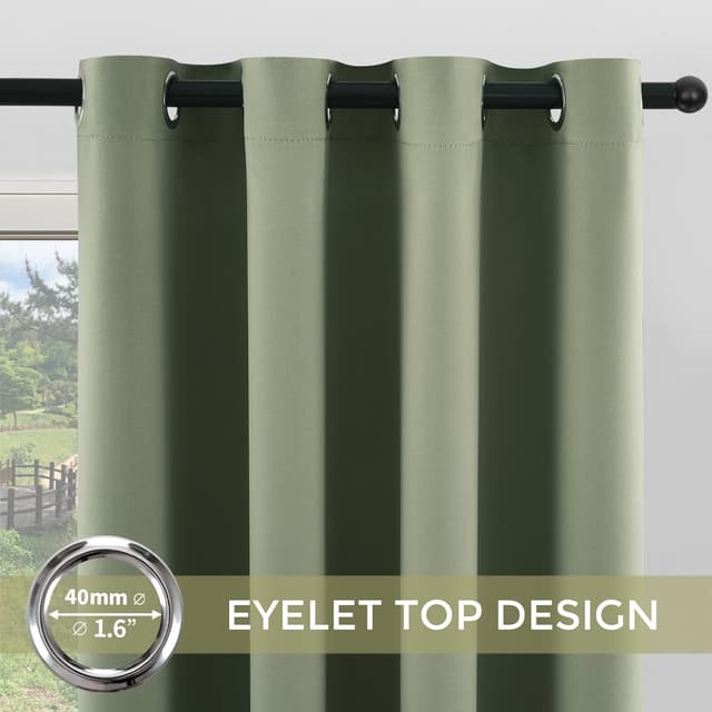 Detalle 2 de MRTREES Thermovorhang blickdicht grün kurz mit Ösen – 140 cm breit, 160 cm lang (1 Stück)