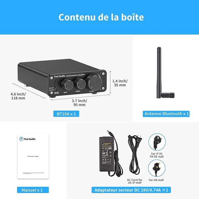 Thumbnail 6 de Fosi Audio BT10A ampli Bluetooth 5.0, 50 W ⚙