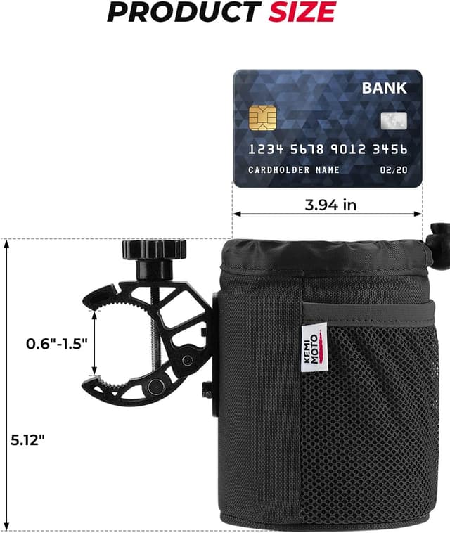 Detalle 2 de KEMIMOTO Motorcycle Cup Holder with Oxford Fabric Clamp (0.6–1.5 in pole)