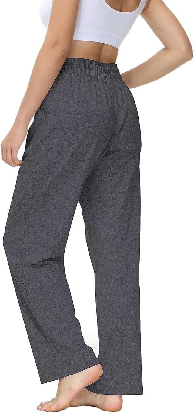 Detalle 2 de HMIYA Jogginghose für Damen aus Baumwolle mit Elasthan, Taschen und geradem Bein