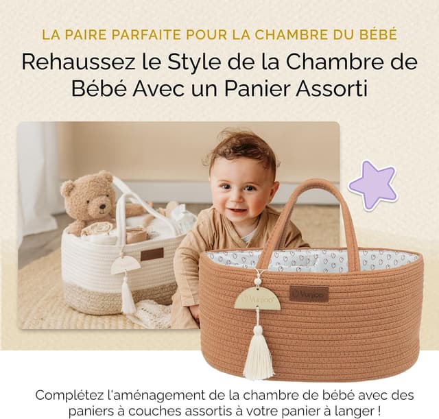 Thumbnail 6 de Yunioo matelas à langer et panier en corde de coton « Brique »