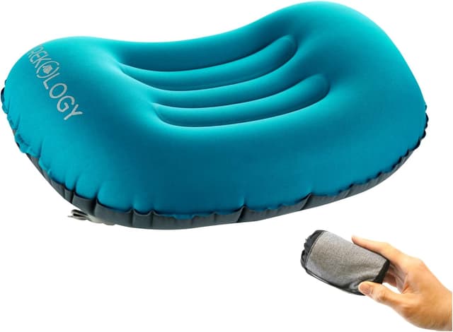 Detalle de Ultralight Inflating Travel Pillow for Neck & Lumbar Support ⛺