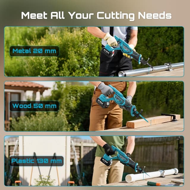 Thumbnail 3 de SEESII Scie sabre sans fil 21 V 3300 SPM