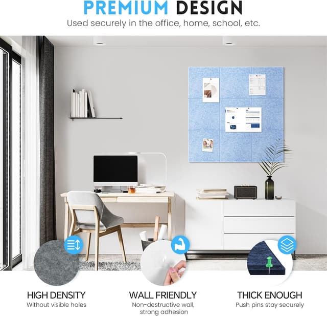 Detalle 2 de Large Cork Bulletin Board 48x36 Light Blue