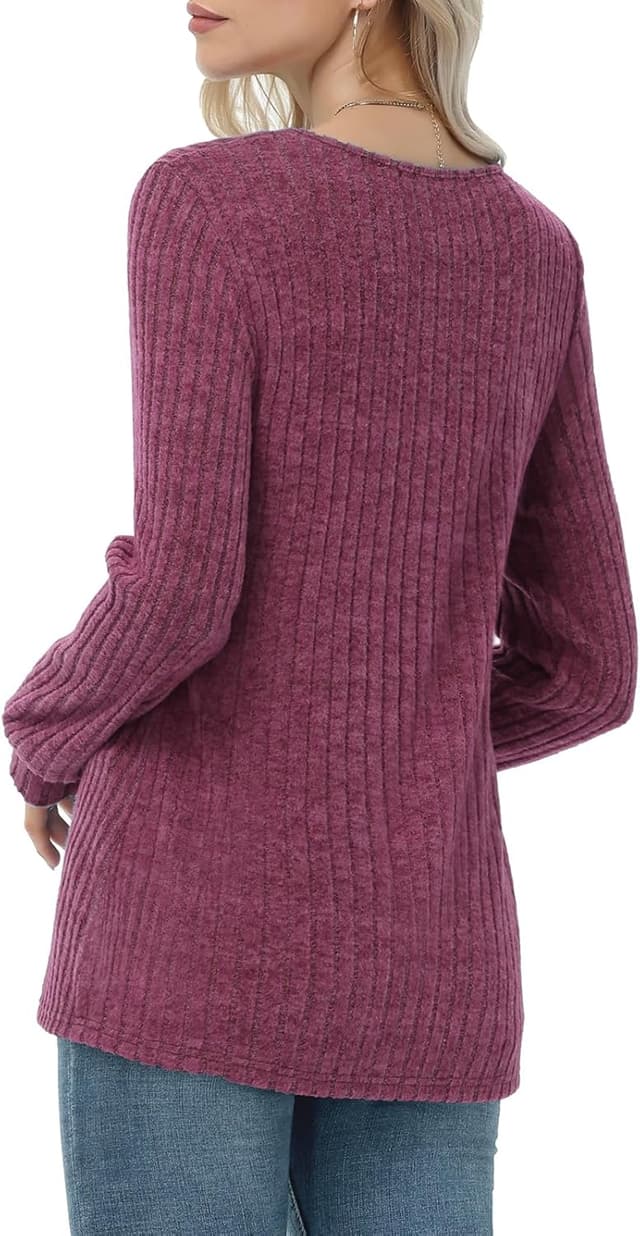 Detalle 2 de Tanmolo Damen Henley Strickpullover mit Knöpfen
