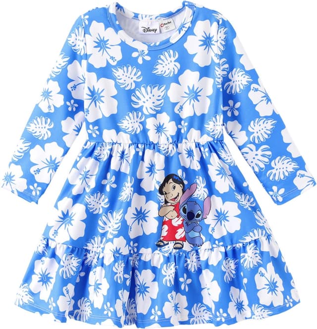 Thumbnail 3 de Disney Princess Frozen Elsa Minnie Stitch Floral Toddler Dress 2-6 Years