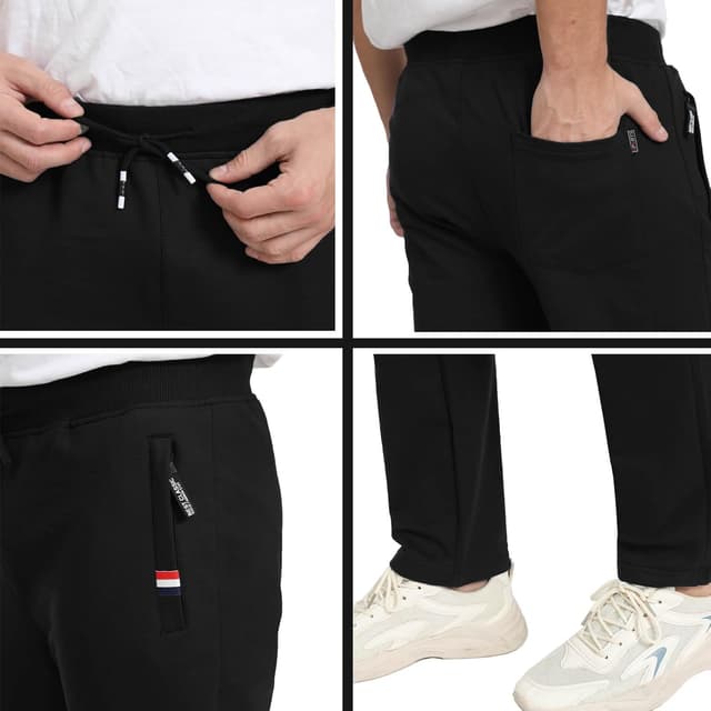 Detalle 2 de JustSun Jogginghose Herren aus Baumwolle mit Reißverschlusstaschen – Trainings- und Freizeithose