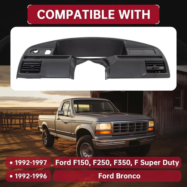 Detalle 2 de HECASA Dash Cover Board Panel Bezel Replacement for 1992-1997 Ford F-150/F-250/F-350 & Bronco (Gas Engines Only)