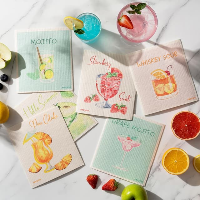 Detalle 2 de RECYCO Swedish Dishcloths 6-pack, 8" x 7" 🧽