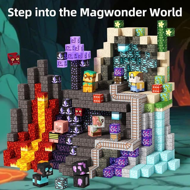 Detalle 2 de KIDCHEER Magnetbausteine 150 Stück Bergwerk Höhle