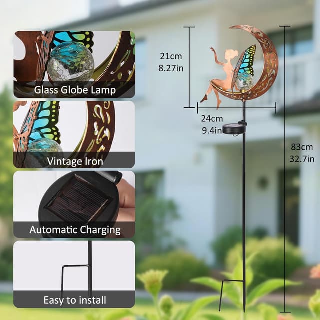 Detalle de ZKLiLi Outdoor Solar Fairy Garden Light – wasserdichte hängende Laterne für Terrasse, Wege & Garten