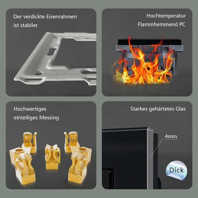 Detalle 2 de TAWOIA Lichtschalter 1-fach/2-Wege (Doppel-Schalter) Unterputz 86 × 157 mm in Schwarz