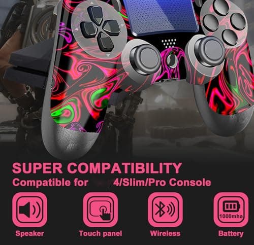 Detalle de Mando inalámbrico de repuesto gamtooy para Play 4 / Slim / Pro con sensor de movimiento, vibración y batería 1000 mAh