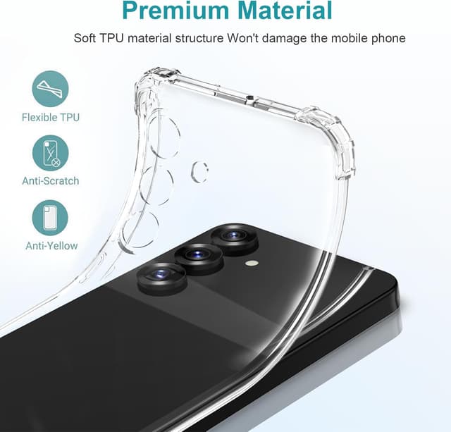 Detalle 2 de LeYi clear slim silicone phone case for Samsung Galaxy S25 Plus/S25+ with reinforced corners