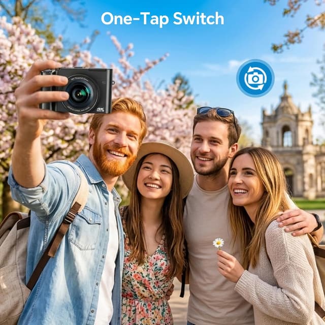 Detalle 2 de Digital Camera 4K 64MP Vlogging Camera with 3-inch LCD, Dual Lenses and 16x Zoom