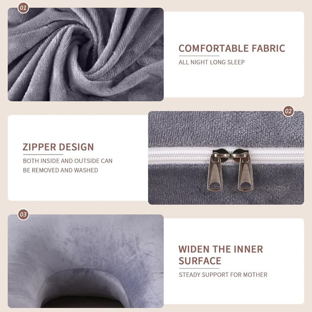 Detalle 2 de piorlado Schwangerschaftskissen in G-Form (für Seitenschläfer) – Körperkissen zur Entlastung von Rücken, Bauch und Hüfte