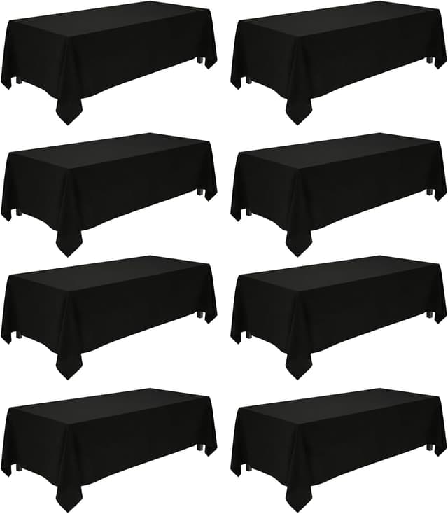 Detalle de pepmily 8-Pack Black Tablecloths (90x156 inch) for 8-Foot Rectangle Tables