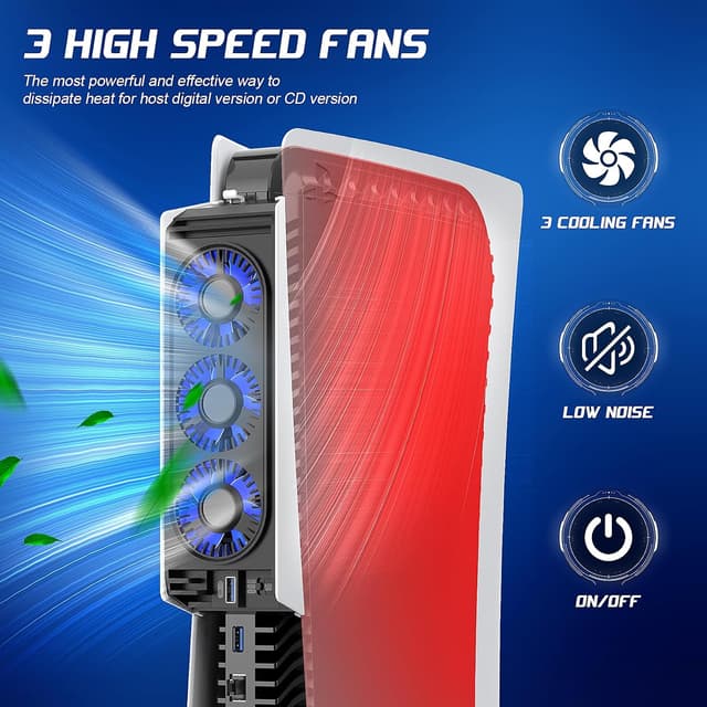 Detalle 2 de HUIJUTCHEN Lüfter für PS5 2‑Stufen Kühlungsgerät