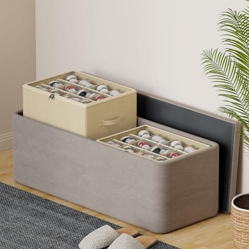 Detalle de WANGIRL organizador de zapatos para armario (caben 12 pares) con tapa transparente y asas reforzadas