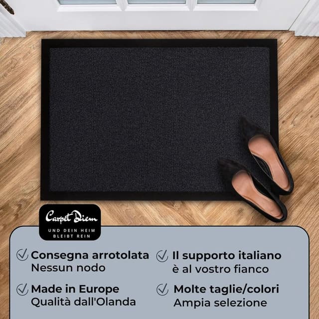 Detalle de Carpet Diem Zerbino 40 x 60 cm antracite con retro antiscivolo per ingresso interno ed esterno