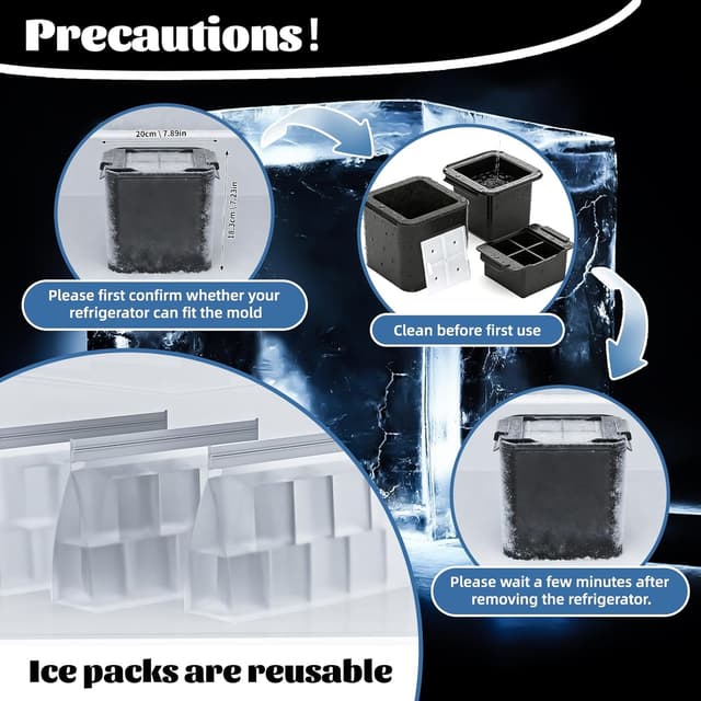 Detalle 1 de Bangp Crystal Clear Ice Cube Tray – clear silicone square ice cubes for bourbon, cocktails and slow-melting drinks