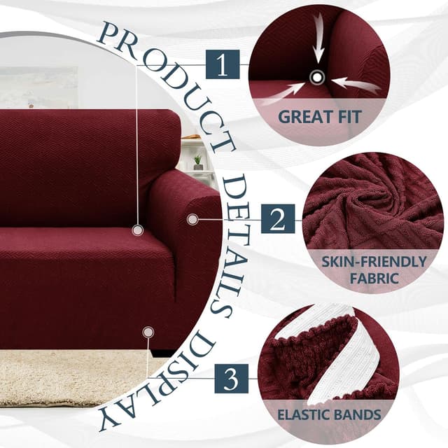 Detalle de Ystyle Copridivano 4 posti con braccioli super elasticizzato antigraffio gatto Bordeaux