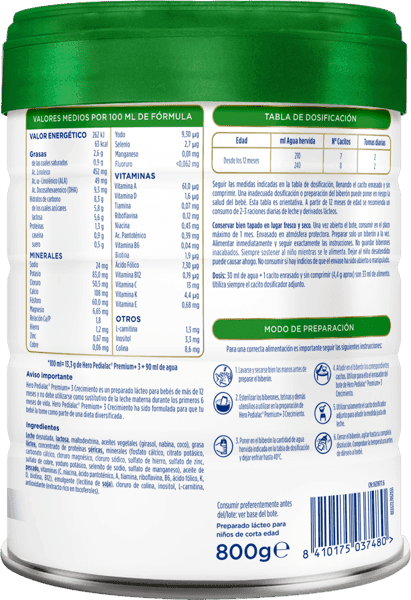 Detalle de Hero Baby Pedialac Leche de Crecimiento 3+ 4x800g