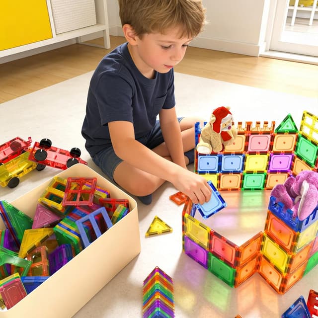 Thumbnail 5 de Coodoo 60-piece Magnetic Tiles STEM Toy 🧩