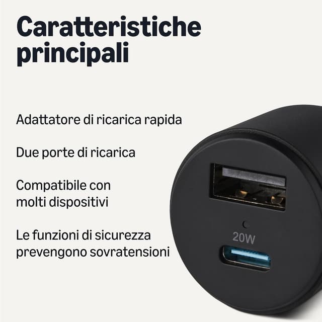 Detalle 2 de Amazon Basics Caricabatterie Auto 32 W