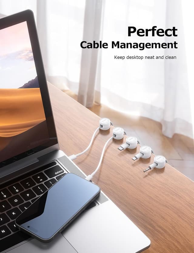 Detalle 2 de Chfeila 9 Pack Magnetic Cable Tidy Clips (360° rotating, twist-lock)