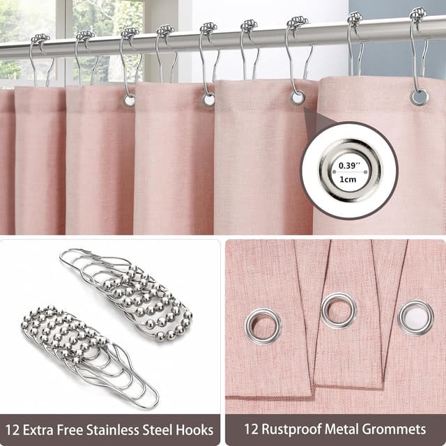 Thumbnail 2 de Duschvorhang Leinen 182 x 182 cm rosa