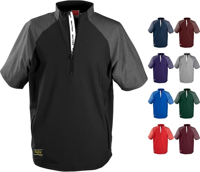 Detalle de Rawlings Men’s Colorsync Short Sleeve Jacket — Baseball Cage & Athletic Zip-Front