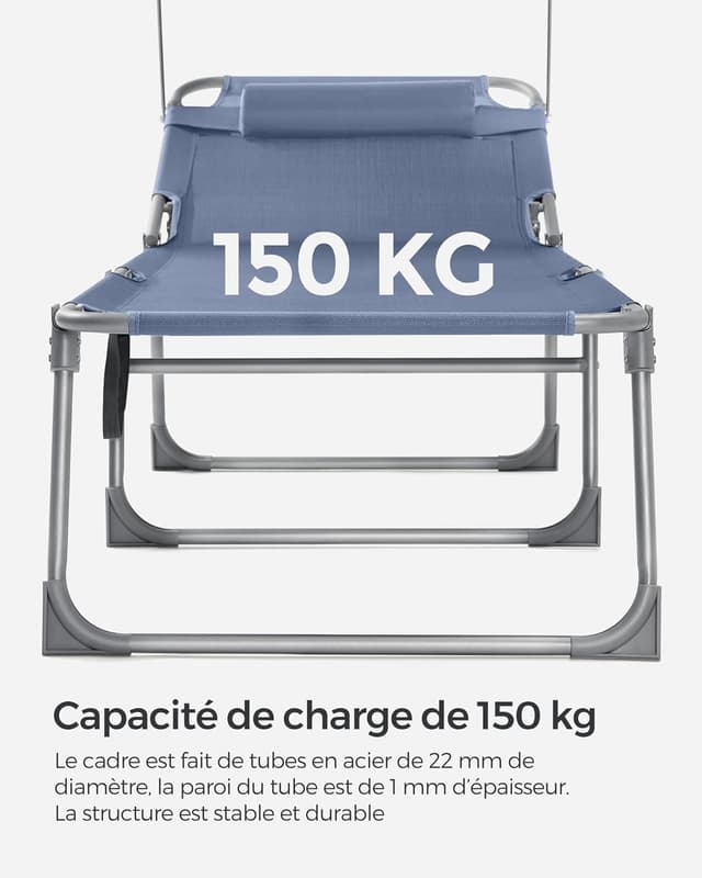 Thumbnail 6 de SONGMICS Chaise Longue Pliante GCB192Q01 bleu