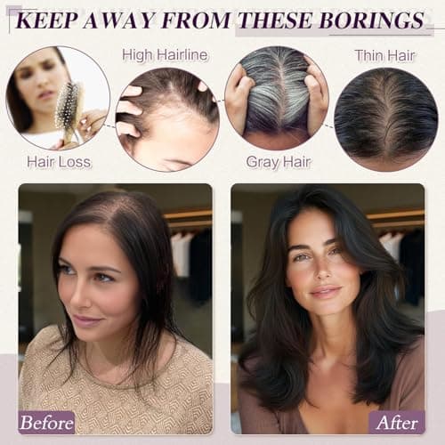 Detalle de RUWISS topper de cabello humano mujer con clips, sin flequillo, castaño con reflejos rubios