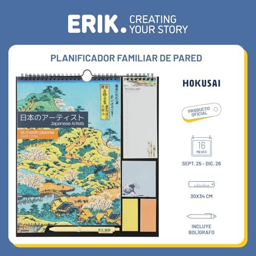 Detalle 2 de Calendario Familiar Hokusai 2026 — 16 meses 🗓