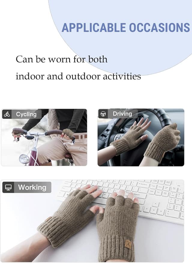Thumbnail 4 de JUNRUI Fingerless Gloves for Winter Warmth