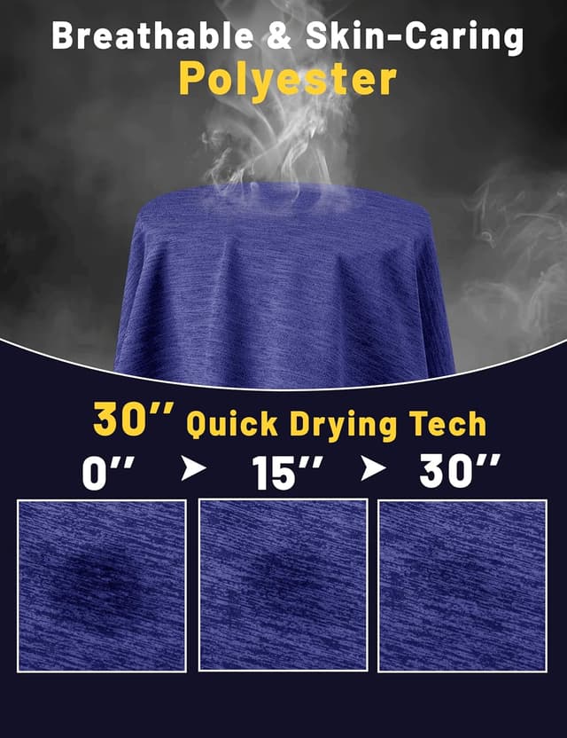 Detalle 2 de KEFITEVD Men’s Quick Dry Sport T-Shirt (Short Sleeve, 4-way stretch)