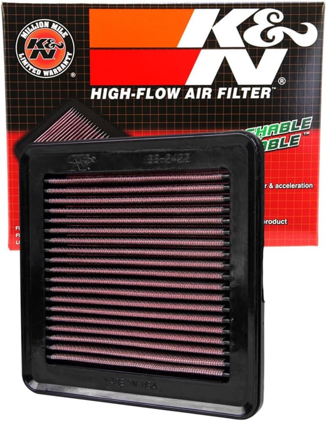 Detalle de K&N 33-2422 Replacement Air Filter (Heather Red) – washable, reusable upgrade