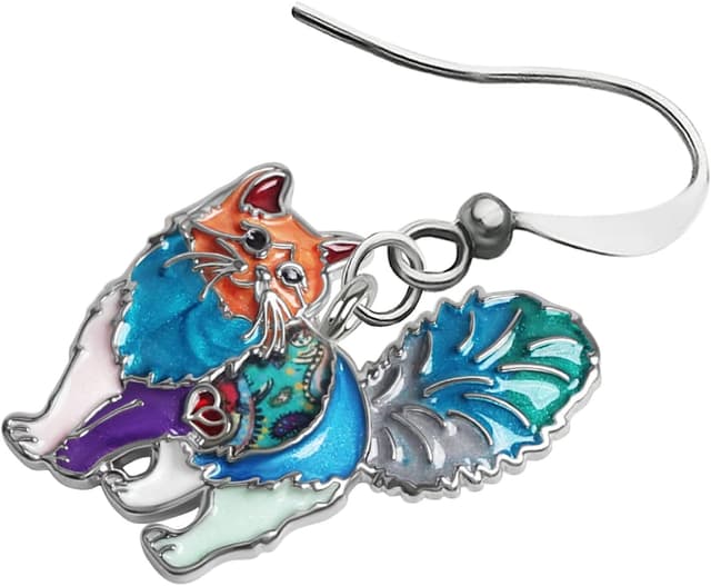 Detalle 2 de Boucles d’oreilles chat chaton en alliage et émail (sans nickel) – petit pendentif pour femmes et filles