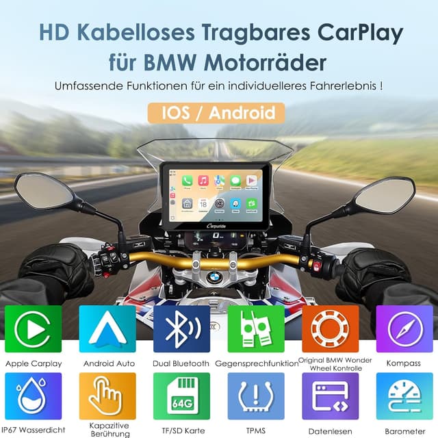 Thumbnail 2 de Carpuride W702BS Pro 7" Motorraddisplay