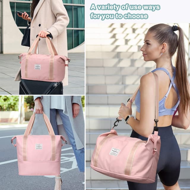 Thumbnail 6 de DMLuna Travel Duffel Bag Rose Gold – expandable weekender with trolley sleeve and dry/wet pocket