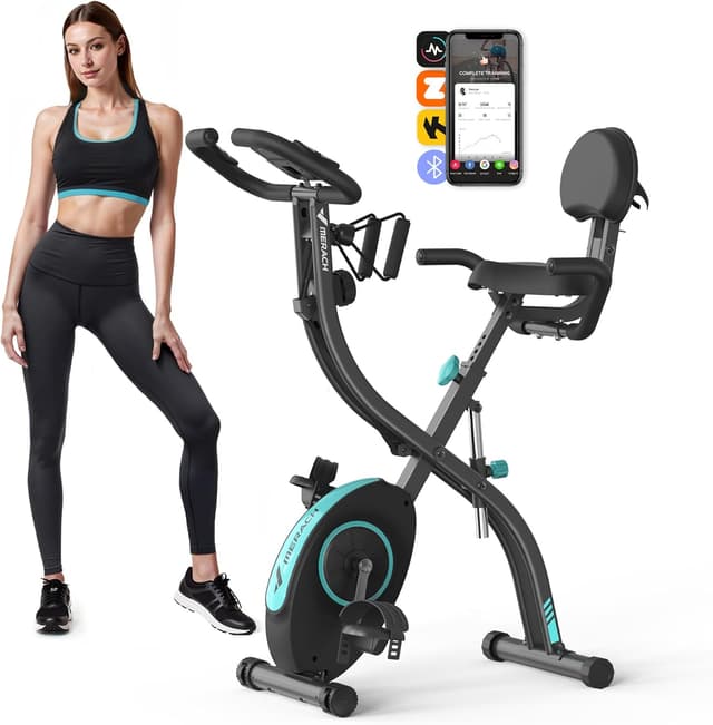 Detalle de MERACH Multifunctional Foldable Exercise Bike with 16-Level Magnetic Resistance and Exclusive App