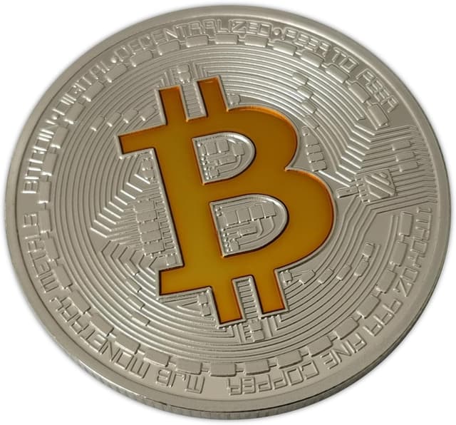 Detalle de Eillwin New Bitcoin detailed silver colour collectible coin (40mm, approx. 28g)